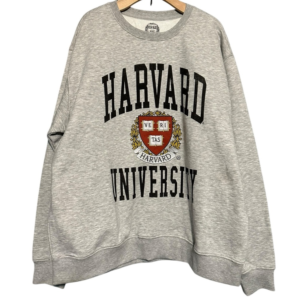 Harvard University Men’s Size XXL Heather Gray Oversized Crewneck Sweatshirt